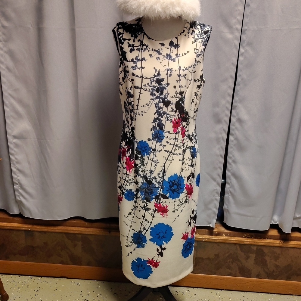 Worthington Floral Midi Dress - Blue and Pink